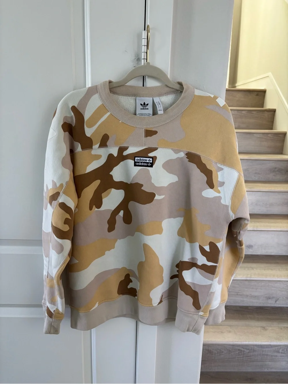 ADIDAS Brown and Tan Camouflage Sweatshirt